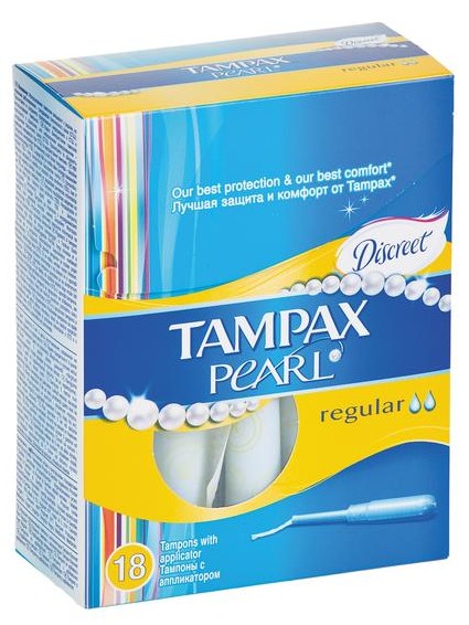 Тампоны TAMPAX discreet pearl с аппликатором regular duo, 18шт