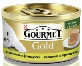 Консервы для кошек GOURMET Gold кусочки в паштете с кроликом по-французски, 85г